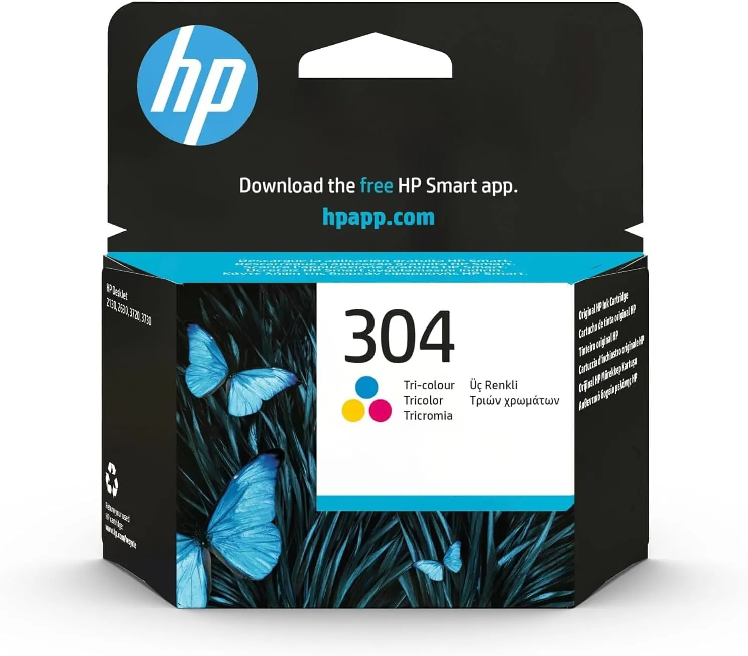 HP 304 Tricolor, Cartucho de Tinta Original | Compatible con HP DeskJet 2620, 2630, 3720, 3730, 3750, 3760, HP Envy 5010, 5020, 5030, 100 páginas (N9K05AE) — Cartuchos tinta originales