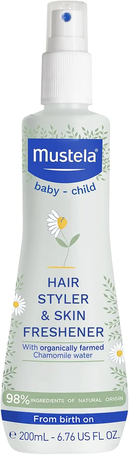 Mustela Agua Refrescante con Perséose de Aguacate BIO y Camomila, Piel y Cabello, Bebés y Toda la Familia - Perfuma la Piel, Desenreda el Cabello, 98% Ingredientes de Origen Natural (200ml) — Bebés y niños