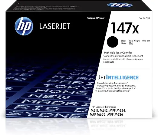 HP Cartucho de tóner Negro de Alto Rendimiento 147X | Funciona LaserJet Enterprise M611, M612 Series, LaserJet Enterprise MFP M634, M635, M636 Series | W1470X — Tóners originales