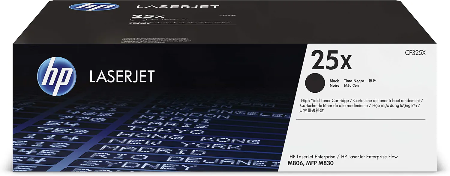 HP 25X CF325X, Negro, Cartucho Tóner de Alta Capacidad Original, de 34.500 páginas, para impresoras HP LaserJet Enterprise M806dn, M806x y LaserJet Enterprise Flow M830 — Tóners originales